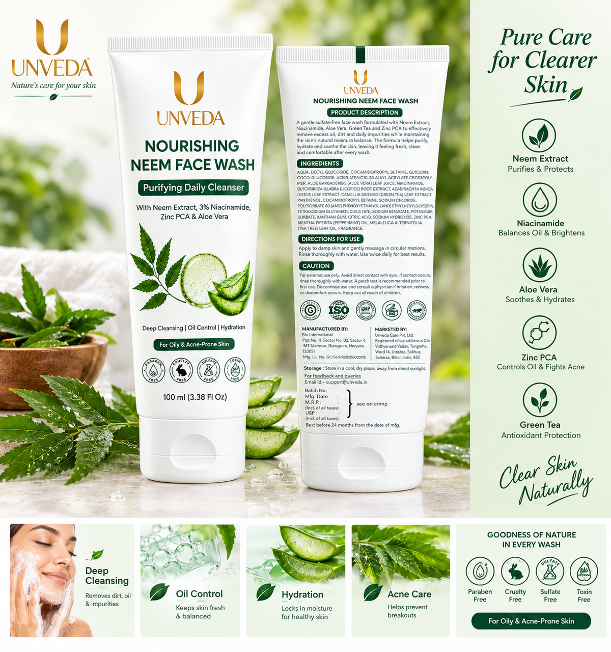 UNVEDA Nourishing Neem Face Wash